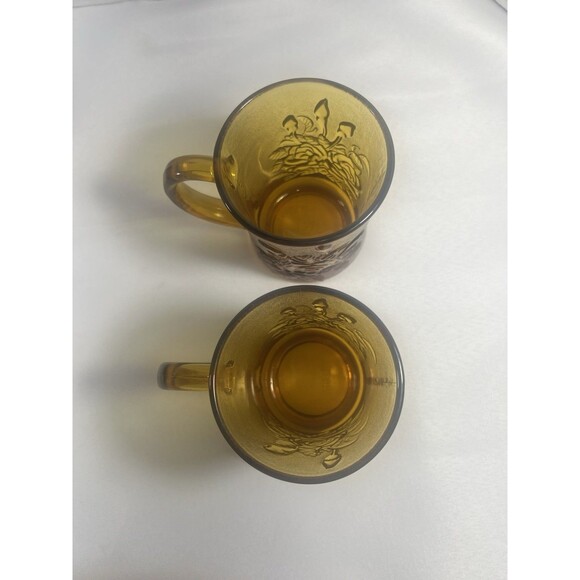 RARE Vintage Amber Rose Glass Mugs Set 2 Indonesia Pasari Liva GB-1199 Gift Box - Picture 15 of 16